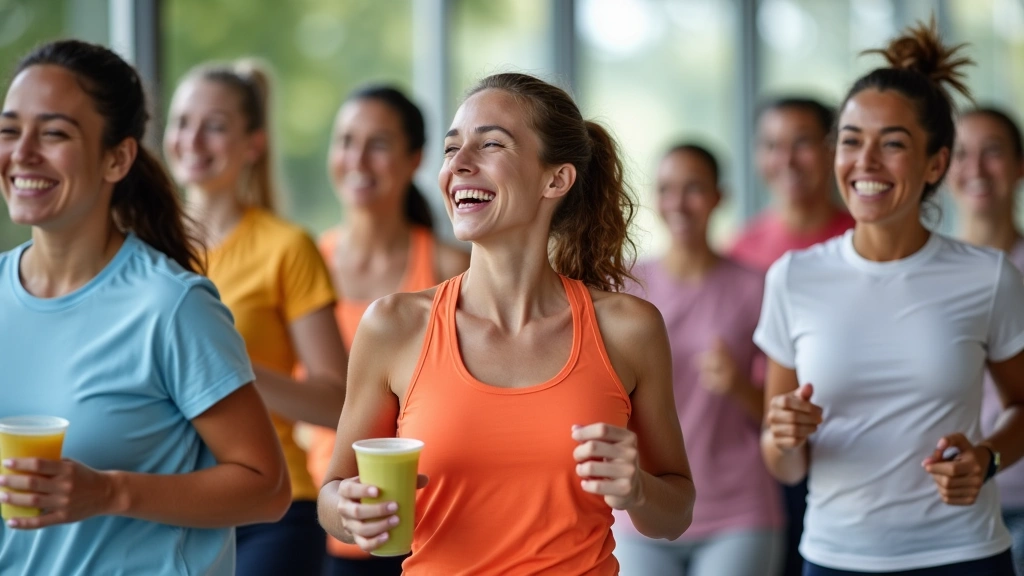 Diverse happy individuals celebrating health and wellness success